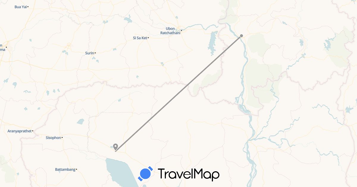 TravelMap itinerary: plane in Cambodia, Laos (Asia)